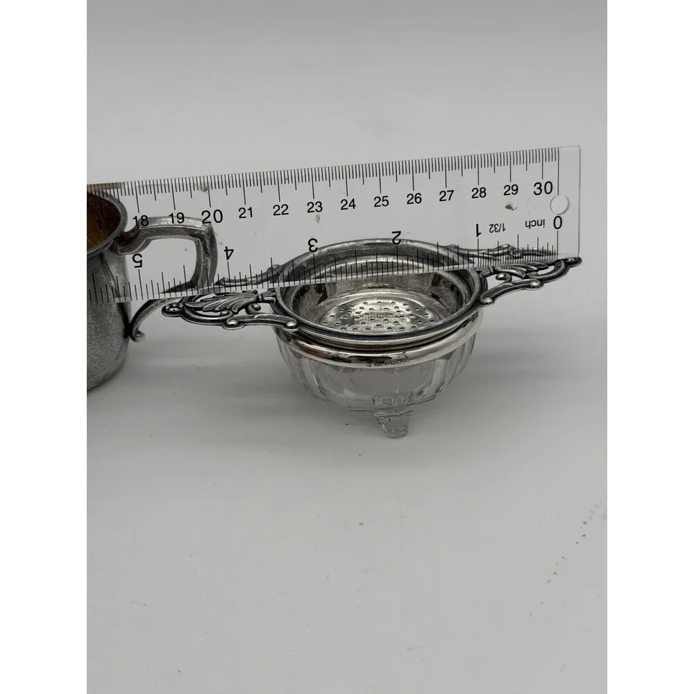 Antique Art Deco Sterling Silver Tea Strainer & Stand & Cup Webster Set Complete